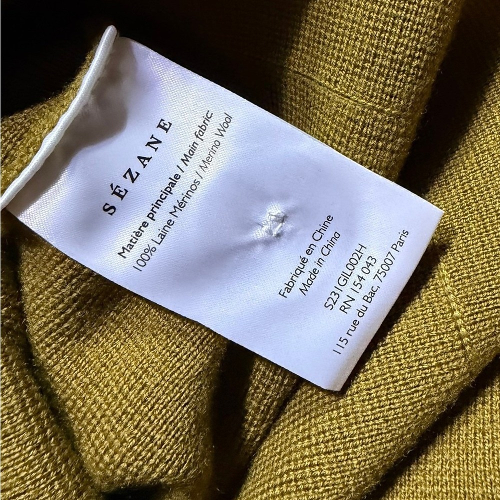 SEZANE Betty Cardigan Jacket Merino Wool Khaki Green Olive - Picture 8 of 11